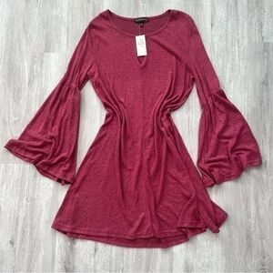 Red Bell Sleeve Sweater Dress 1X